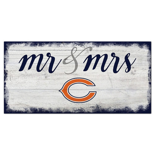 Fan Creations 6x12 Horizontal Chicago Bears Script Mr & Mrs 6x12 Sign