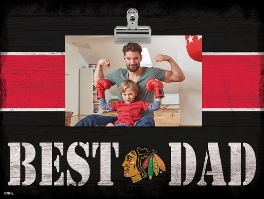 Fan Creations Desktop Stand Chicago Blackhawks Best Dad With Stripe Clip Frame
