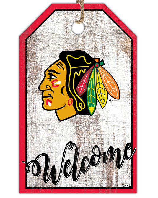 Fan Creations Holiday Home Decor Chicago Blackhawks Welcome 11x19 Tag