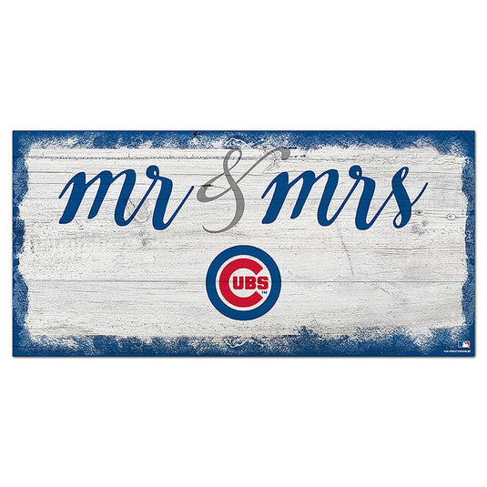 Fan Creations 6x12 Horizontal Chicago Cubs Script Mr & Mrs 6x12 Sign