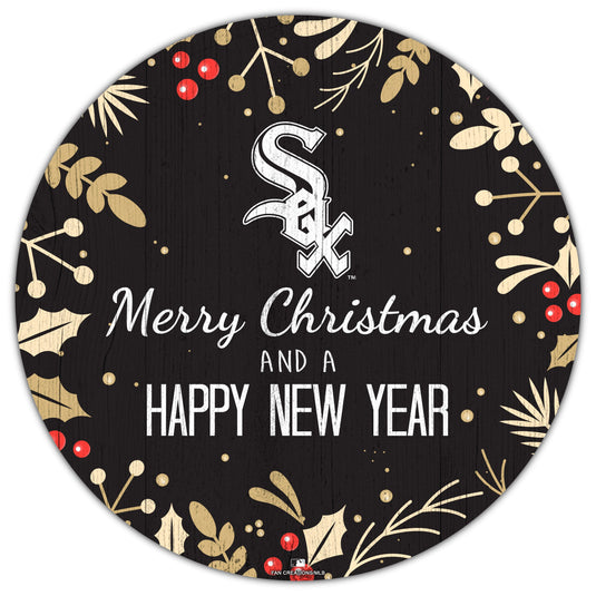 Fan Creations Holiday Home Decor Chicago White Sox Merry Christmas & Happy New Years 12in Circle