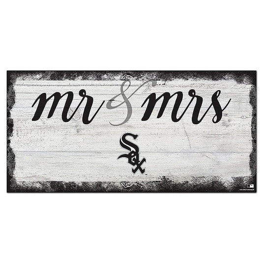 Fan Creations 6x12 Horizontal Chicago White Sox Script Mr & Mrs 6x12 Sign