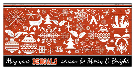 Fan Creations Holiday Home Decor Cincinnati Bengals Merry and Bright 6x12