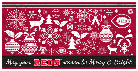 Fan Creations Holiday Home Decor Cincinnati Reds Merry and Bright 6x12