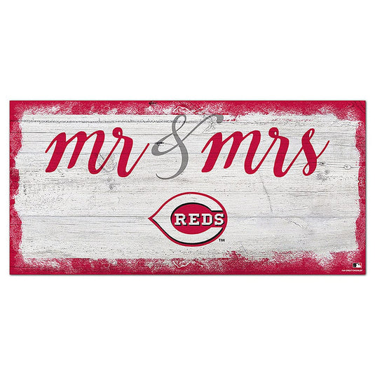 Fan Creations 6x12 Horizontal Cincinnati Reds Script Mr & Mrs 6x12 Sign