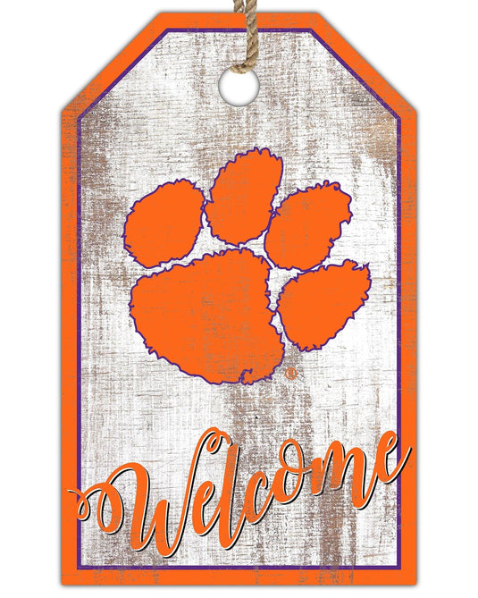 Fan Creations Holiday Home Decor Clemson Welcome 11x19 Tag