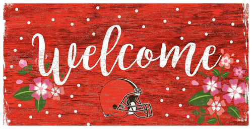 Fan Creations 6x12 Horizontal Cleveland Browns Welcome Floral 6x12 Sign