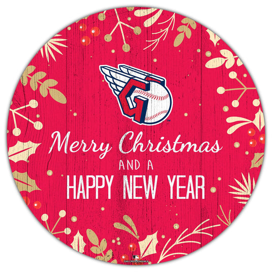 Fan Creations Holiday Home Decor Cleveland Guardians Merry Christmas & Happy New Years 12in Circle