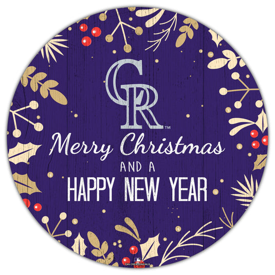 Fan Creations Holiday Home Decor Colorado Rockies Merry Christmas & Happy New Years 12in Circle