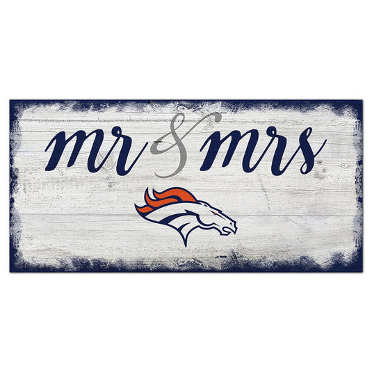 Fan Creations 6x12 Horizontal Denver Broncos Script Mr & Mrs 6x12 Sign