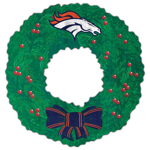 Fan Creations Holiday Home Decor Denver Broncos Team Wreath 16in