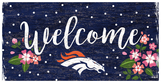 Fan Creations 6x12 Horizontal Denver Broncos Welcome Floral 6x12 Sign