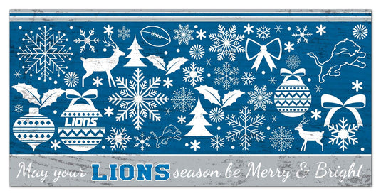 Fan Creations Holiday Home Decor Detroit Lions Merry and Bright 6x12