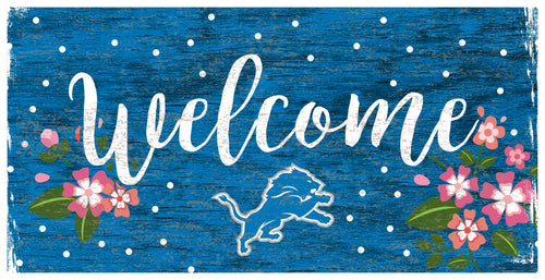 Fan Creations 6x12 Horizontal Detroit Lions Welcome Floral 6x12 Sign