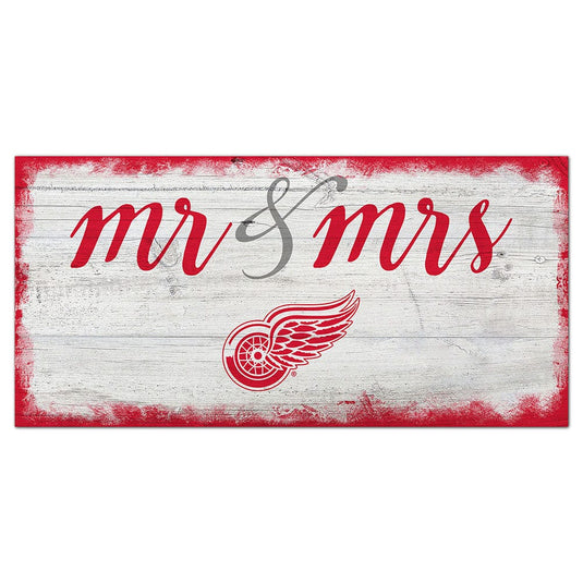 Fan Creations 6x12 Horizontal Detroit Red Wings Script Mr & Mrs 6x12 Sign