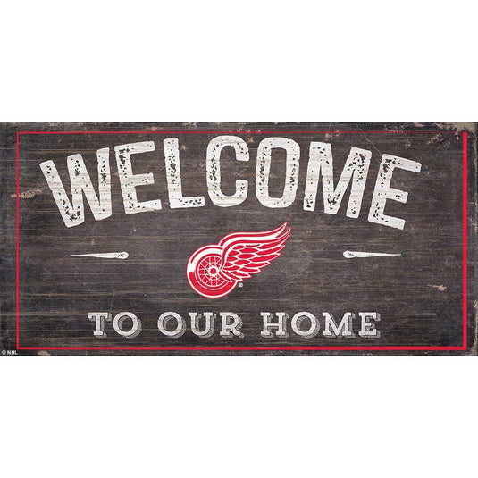 Fan Creations 6x12 Horizontal Detroit Red Wings Welcome Distressed 6x12