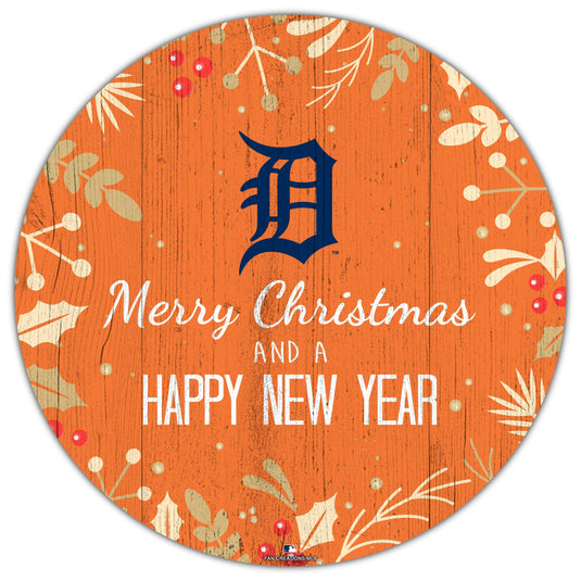 Fan Creations Holiday Home Decor Detroit Tigers Merry Christmas & Happy New Years 12in Circle