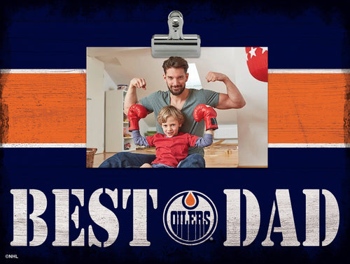 Fan Creations Desktop Stand Edmonton Oilers Best Dad With Stripe Clip Frame