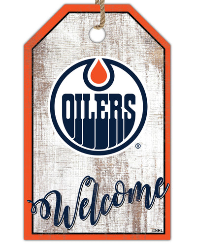 Fan Creations Holiday Home Decor Edmonton Oilers Welcome 11x19 Tag