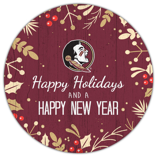 Fan Creations Holiday Home Decor Florida State Merry Christmas & Happy New Years 12in Circle