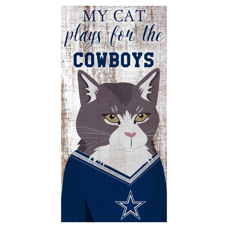 Load image into Gallery viewer, Fan Creations 6x12 Horizontal Gray My Cat Plays For The Dallas Cowboys 6x12 Sign
