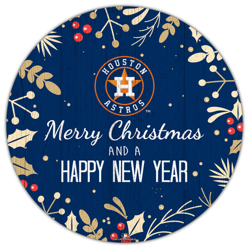 Fan Creations Holiday Home Decor Houston Astros Merry Christmas & Happy New Years 12in Circle