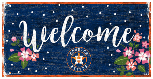 Fan Creations 6x12 Horizontal Houston Astros Welcome Floral 6x12 Sign
