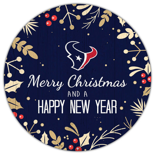 Fan Creations Holiday Home Decor Houston Texans Merry Christmas & Happy New Years 12in Circle
