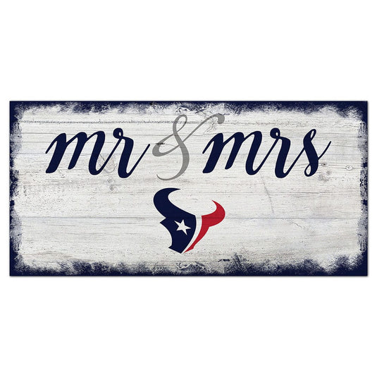 Fan Creations 6x12 Horizontal Houston Texans Script Mr & Mrs 6x12 Sign