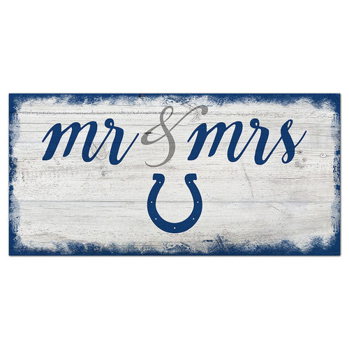 Fan Creations 6x12 Horizontal Indianapolis Colts Script Mr & Mrs 6x12 Sign