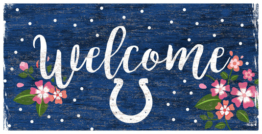 Fan Creations 6x12 Horizontal Indianapolis Colts Welcome Floral 6x12 Sign