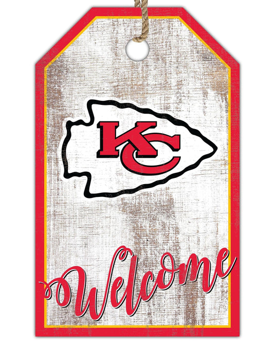 Fan Creations Holiday Home Decor Kansas City Chiefs Welcome 11x19 Tag