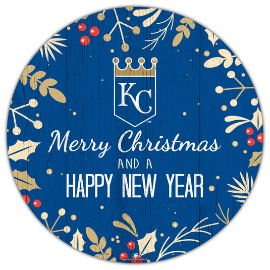Fan Creations Holiday Home Decor Kansas City Royals Merry Christmas & Happy New Years 12in Circle