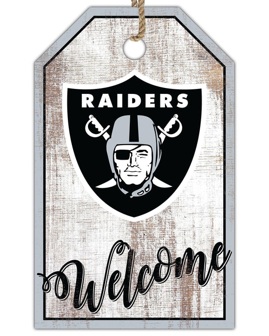 Fan Creations Holiday Home Decor Las Vegas Raiders Welcome 11x19 Tag