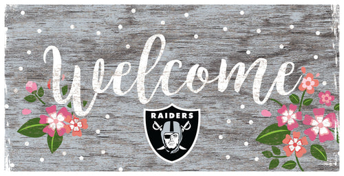 Fan Creations 6x12 Horizontal Las Vegas Raiders Welcome Floral 6x12 Sign