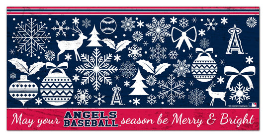 Fan Creations Holiday Home Decor Los Angeles Angels Merry and Bright 6x12