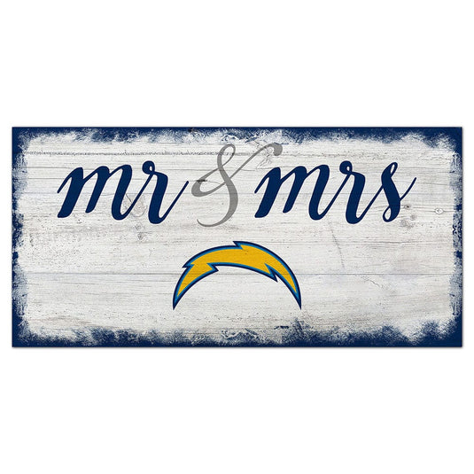 Fan Creations 6x12 Horizontal Los Angeles Chargers Script Mr & Mrs 6x12 Sign