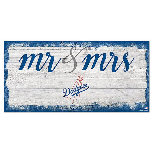 Fan Creations 6x12 Horizontal Los Angeles Dodgers Script Mr & Mrs 6x12 Sign