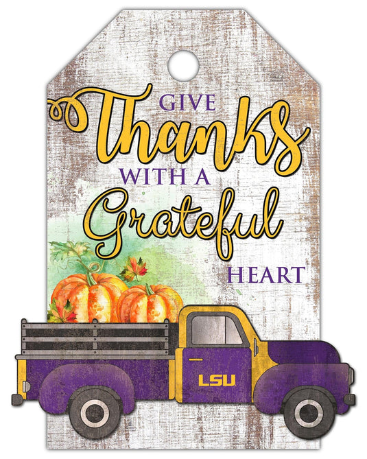 Fan Creations Holiday Home Decor LSU Gift Tag and Truck 11x19