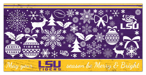 Fan Creations Holiday Home Decor LSU Merry and Bright 6x12