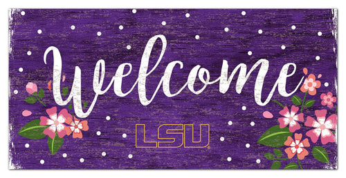 Fan Creations 6x12 Horizontal LSU Welcome Floral 6x12 Sign