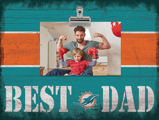 Fan Creations Desktop Stand Miami Dolphins Best Dad With Stripe Clip Frame
