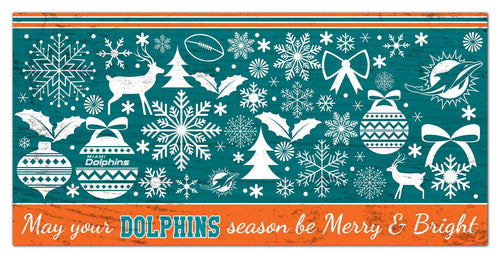 Fan Creations Holiday Home Decor Miami Dolphins Merry and Bright 6x12