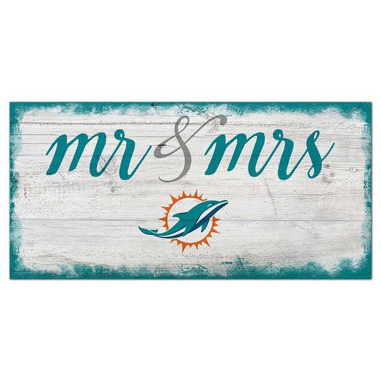 Fan Creations 6x12 Horizontal Miami Dolphins Script Mr & Mrs 6x12 Sign