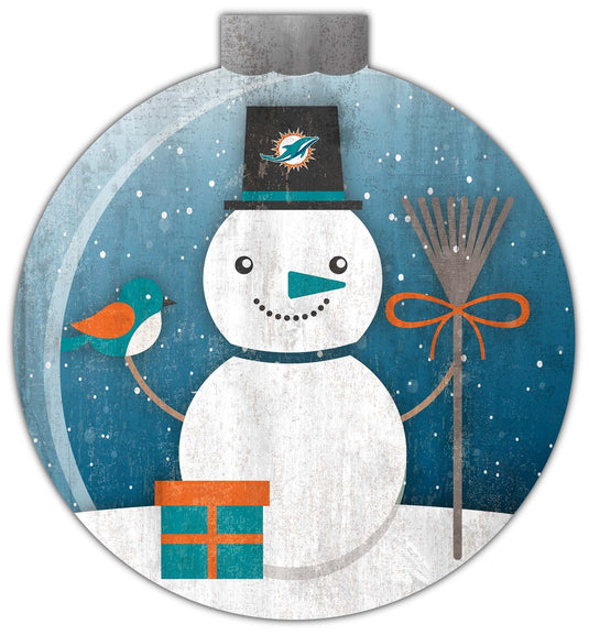 Fan Creations Holiday Home Decor Miami Dolphins Snowglobe 12in Wall Art