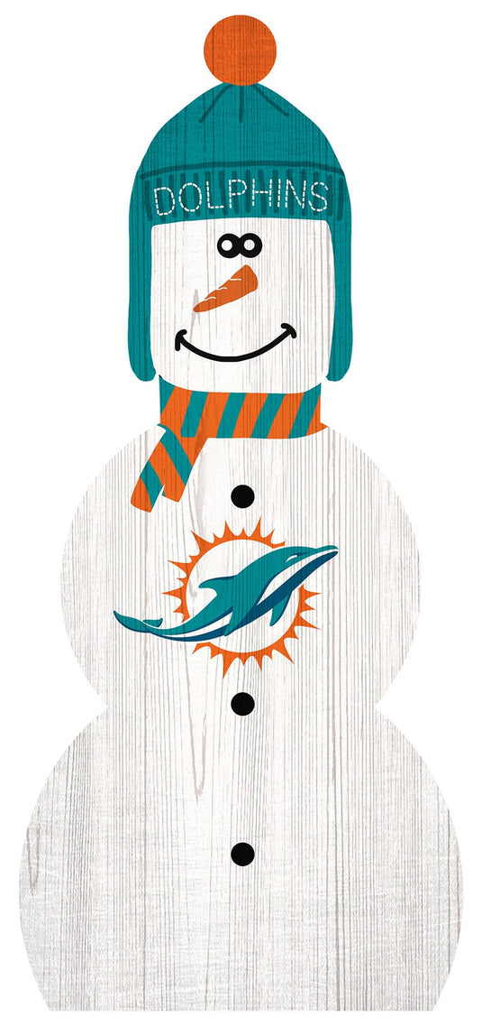 Fan Creations Holiday Home Decor Miami Dolphins Snowman 31in Leaner