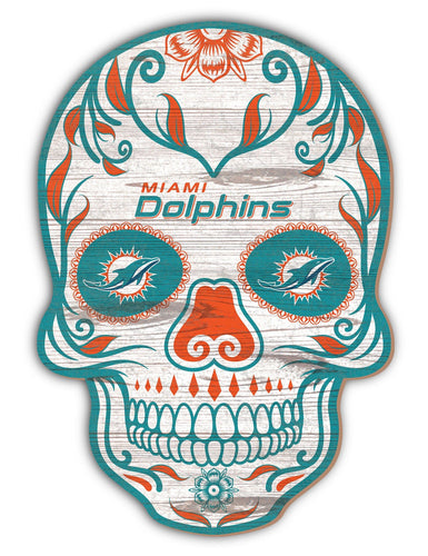 Fan Creations Holiday Home Decor Miami Dolphins Sugar Skull 12in