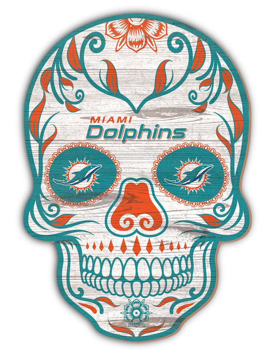 Fan Creations Holiday Home Decor Miami Dolphins Sugar Skull 12in