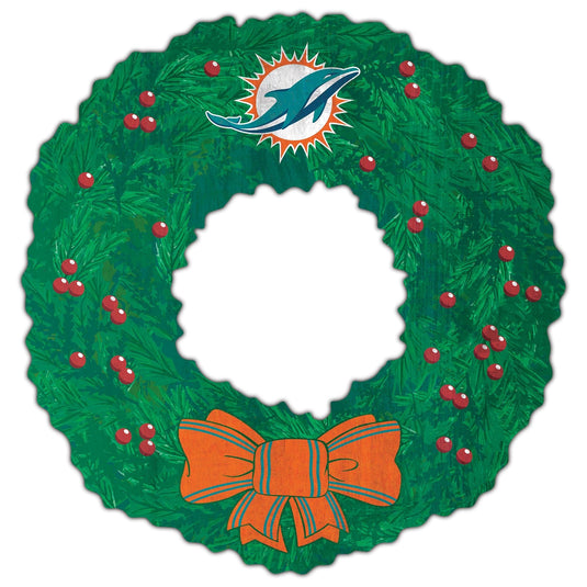 Fan Creations Holiday Home Decor Miami Dolphins Team Wreath 16in