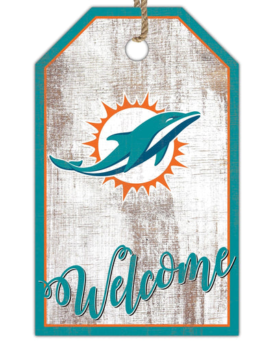 Fan Creations Holiday Home Decor Miami Dolphins Welcome 11x19 Tag